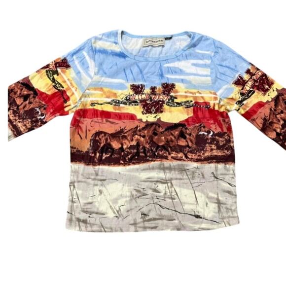 Bit & Bridle Top NEW Sequins Western Shirt Sparkly XL 100% Cotton Southwestern - Picture 2 of 10